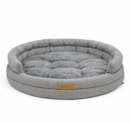 Dogeste kulatý pelíšek pro psa se zvýšeným okrajem 100 × 100 cm, šedý - Pet Bed