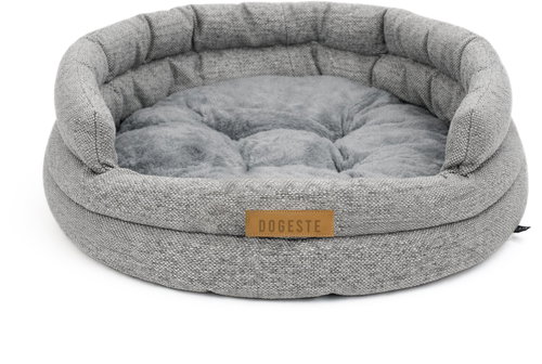 Dogeste Round Dog Bed with Raised Edge 55 × 55cm, Grey - Pet Bed - Main image