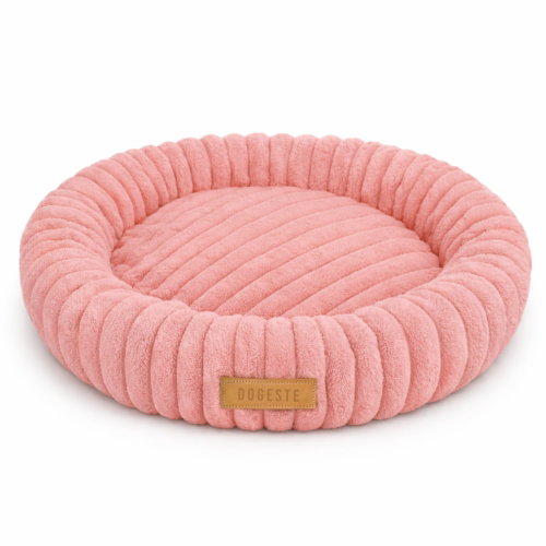 Dogeste Round Plush Dog Bed XL 90cm, Pink - Pet Bed - Main image