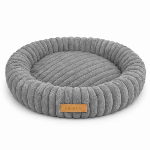 Dogeste Round Plush Dog Bed XL 90cm, Grey - Pet Bed - Main image