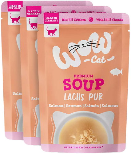 WOW Cat Soup Salmon pouch Adult 3×40g - Cat Soup - Main image