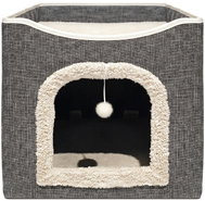 Rebel RA-1113-M Domeček pro kočku se škrabadlem 40 × 40 cm, šedý - Pet Bed