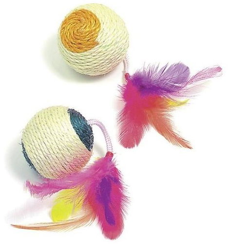 Kerbl Sisal feather ball with catnip, 6 cm - Cat Toy - Main image