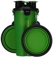 Surtep Travel water and kibble bottle 3in1, colour Green - Travel Bottle for Cats and Dogs