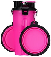 Surtep Travel water and kibble bottle 3in1, colour Pink - Travel Bottle for Cats and Dogs