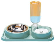 Surtep Double bowl with water reservoir Set 3in1 1000 ml, colour Light Green - Dog Bowl Stand