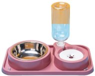 Dog Bowl Stand Surtep DvojMiska se zásobníkem vody Set 3v1 1000 ml, barva Růžová - Stojan na misky