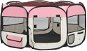 Foldable dog pen with bag pink 145 x 145 x 61 cm - Dog Playpen