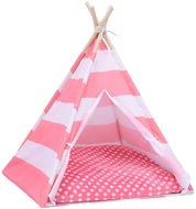 Shumee Cat teepee with storage bag peachskin stripes pink 60 × 60 × 70 cm - Pet Bed