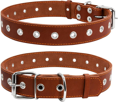 Petproducts Adjustable brown leather collar up to 60 cm - Dog Collar - Main image