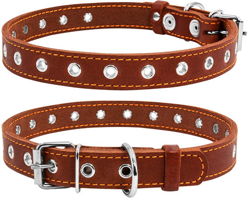 Petproducts Adjustable brown leather collar up to 50 cm - Dog Collar - Main image
