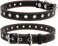 Petproducts Adjustable black leather collar up to 50 cm - Dog Collar