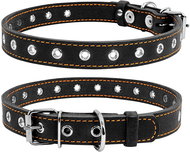 Petproducts Adjustable black leather collar - Dog Collar