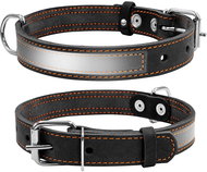 Petproducts Reflective black leather collar - Dog Collar
