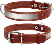 Obojek pro psy Petproducts Reflexní hnědý kožený obojek 48-63 cm - Obojek pro psy