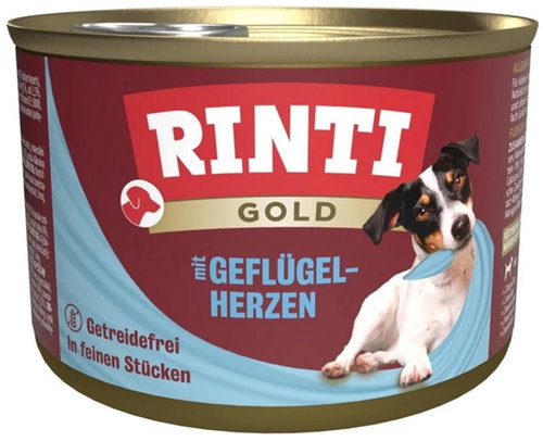Finnern Rinti Gold Canned Poultry Heart 4 × 185 g - Canned Dog Food - Main image