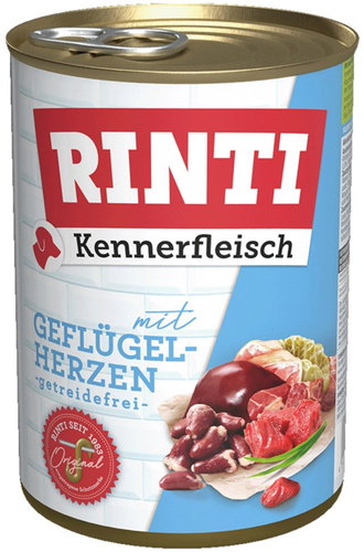 Finnern Rinti Canned Poultry Hearts 3 × 400 g - Canned Dog Food - Main image