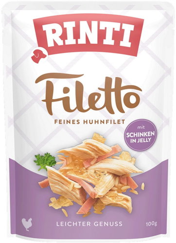 Finnern Rinti Filetto Capsule Chicken + ham in jelly 6 × 100 g - Dog Food Pouch - Main image
