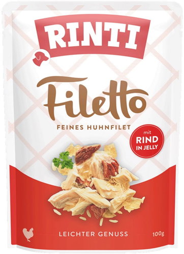 Finnern Rinti Filetto Capsule Chicken + beef in jelly 6 × 100 g - Dog Food Pouch - Main image