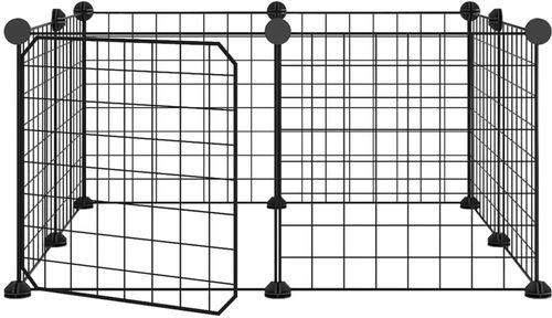 Shumee 171622 Ohrádka s dvířky, 8 panelů, černá, 35 × 35 cm, ocel - Ohrádka pro hlodavce - Hlavní obrázek