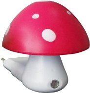detská lampička do zásuvky Muchotrávka červená 0,4 W/230 V/6400 K, súmrakový senzor - Nočné svetlo