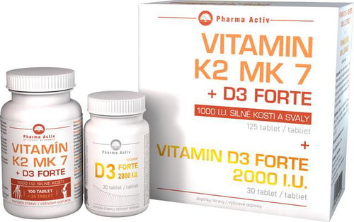 Pharma Activ Vitamin K2 MK7 + D3 Forte 125 tablets + Vitamin D3 Forte 2000 I. U. 30 tablets - Vitamin D3 - Main image