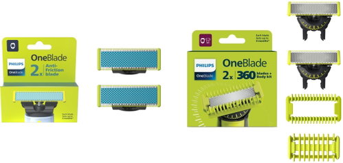 Philips OneBlade QP225/50 Anti-Friction 2 pcs + One Blade 360 2 pcs + QP624/50 2 pcs - Replacement Blade Refills - Main image