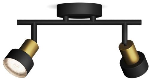 Philips Conduit spotlight 2× GU10 5W without bulb 27.5cm IP20, black/gold Main image Philips Conduit spotlight 2× GU10 5W without bulb 27.5cm IP20, black/gold - Spot Lighting - Main image