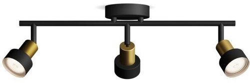 Philips Conduit spotlight 3×GU10 5W without bulb 48.5cm IP20, black/gold - Spot Lighting - Main image