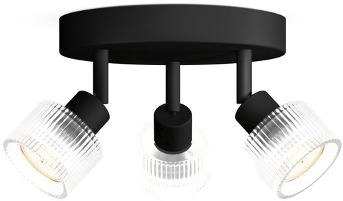 Philips Horen LED spotlight 3×5W, on plate, AC 220–240, black - Spot Lighting - Main image