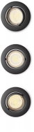 Philips Peridot Rec Kit Rd zapuštěné svítidlo kulaté 7 W, AC 220-240, IP20, 3 ks, černá - Ceiling Light