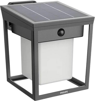 Philips Blaise solar LED luminaire with sensor 1,5 W, 250/20 lm, 3000 K, IP44, square, anthracite - Motion Sesnor - Main image