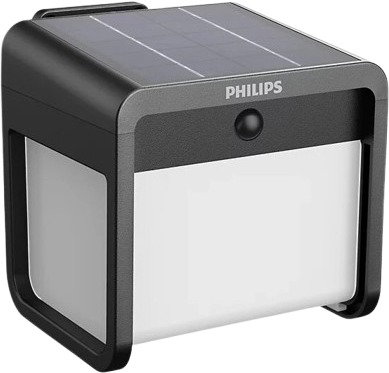 Philips Ezra solar LED luminaire with sensor 1,8 W, 250/25 lm, 3000 K, IP44, square, black - Motion Sesnor - Main image