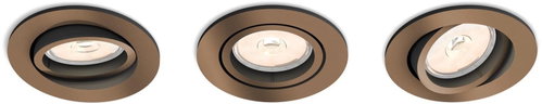 Philips Donegal ceiling luminaire GU10 3 × 5,5 W, without source, round IP20, copper - Spot Lighting - Main image