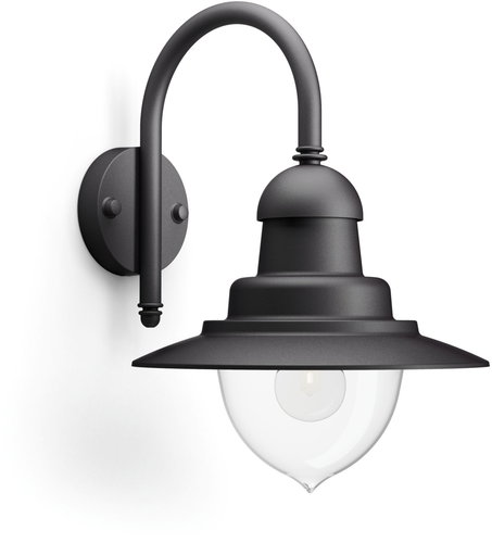 Philips 01652/30/PN Raindrop outdoor wall lamp 1 × E27, max 60 W without power supply IP44, black - Wall Lamp - Main image