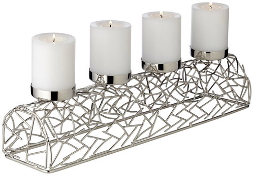 Edzard Advent candle holder Milano L, silver - Christmas Candlestick - Main image