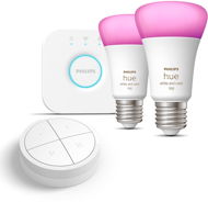 Philips Hue White and Color Ambiance 9 W 1100 E27 malý promo štartér kit + Philips Hue Tap Dial Switc - LED žiarovka