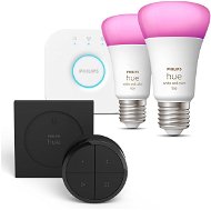 Philips Hue White and Color Ambiance 9W 1100 E27 malý promo starter kit + Philips Hue Tap Dial Switc - LED žárovka