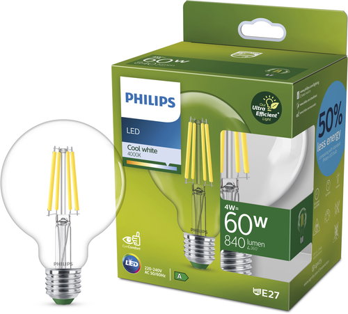 Philips LED 60W G95 E27 4000K CL UE SRT4 - LED-Birne - Hauptbild