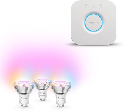 Philips Hue Bridge 2.0 + Philips Hue Essential White und Color Ambiance 4,7W 345 GU10 3pcs - Smart-Beleuchtungsset - Hauptbild