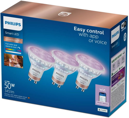 Philips Smart LED WFB 50W GU10 GLASS RGB, 3 pcs - LED Bulb - Main image
