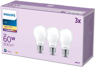 Philips Classic A60, E27, 60 W, teplá bílá, 3 ks - LED Bulb