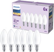 Philips Classic B35, E14, 40 W, warm white, milky, 6 pcs. - LED Bulb