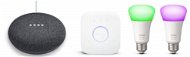 Philips Hue White and Color Ambiance 2pack Starter Kit + Google Home Mini Charcoal - Smart Lighting Set