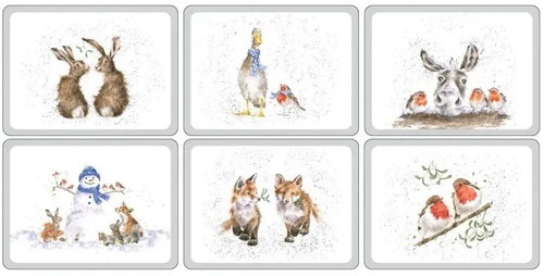 Pimpernel Christmas cork placemats set 6 pcs, Winter animals - Placemat - Main image
