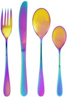 Pinti Inox PRINCESS RAINBOW 24-Piece Cutlery Set, Black and Gold Gift Box - Cutlery Set
