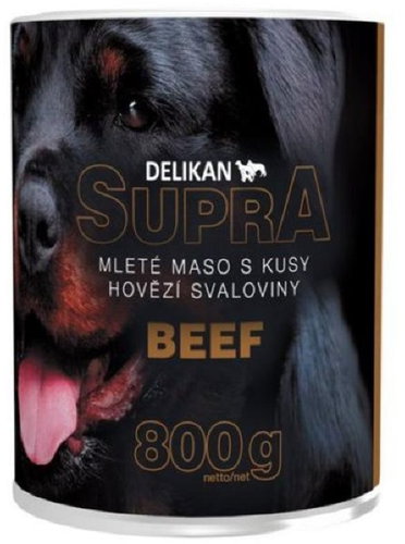 Piper Supra Dog ground beef with beef muscle pieces 800 g - Canned Dog Food - Main image