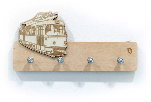 ŠN Designer wooden keyring Tram T3 - Key Holder - Main image