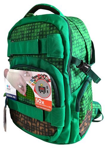 PIXIE CREW Mine&Craft 100 pixelů, studentský, zelený - School Backpack - Main image