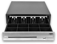 Virtuos cash drawer C430D with cable, metal brackets, stainless steel panel, 9-24V, black - Cash Drawer